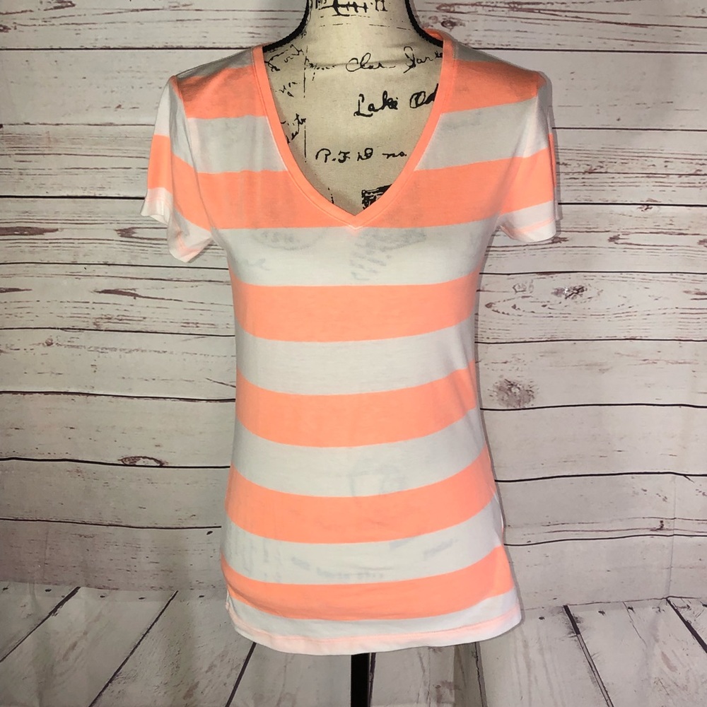 Victoria’s Secret Coral Striped Tee Size S